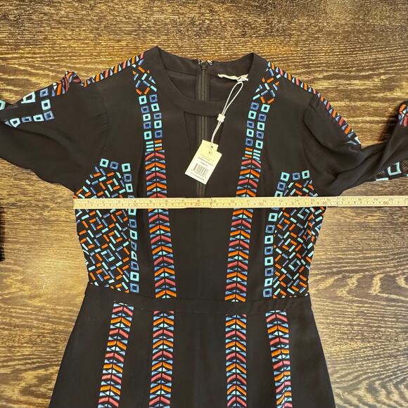 BCBGMAXAZRIA Runway y2k Kaselle Dress Women’s 2Embroidered Geometric Boho - Picture 14 of 16